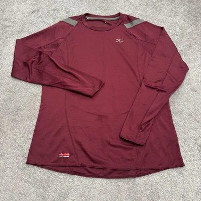 Mizuno Breath Thermo Thermal Plus Long Sleeve Running Shirt Mens Medium Maroon - Image 1 of 4