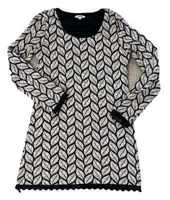 Culture 女式 Coquette 长袖连衣裙印花波西米亚黑色米色 12 码 — 第 1/4 张图片