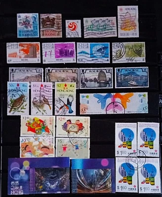 CHINA HONG KONG COMMEMORATIVE STAMPS COLLECTION 5 COMPLETE SETS & LOOSES USED HK - Image 1 of 2