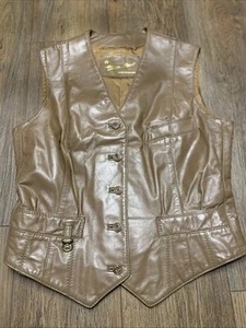 VTG Etienne Aigner 70s 80s Leather Vest Size 8 Hong Kong Disco City Wear Shaft - Picture 1 of 10