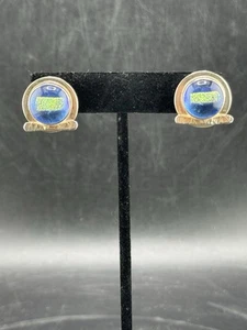Vintage Sterling & Art Glass Modernist Earrings Signed Barbara B. Sucherman 925 - Picture 1 of 7