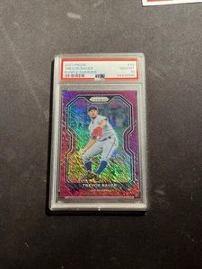 2021 Panini Prizm Baseball Trevor Bauer #46 Purple Shimmer PRIZM SSP /7 PSA 10 - Picture 1 of 2