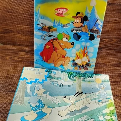 Disney Puzzles Donald Daisy Pluto Mickey 100 Piece 2 Puzzle Lot Vintage Complete - Image 1 of 4