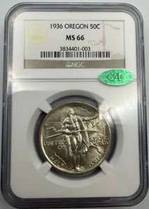1936 Oregon Trail Commemorative Half NGC MS66 CAC GEM - Picture 1 of 6