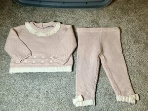 Cupcakes und Kaschmir Mädchen zweiteiliges Set Größe 3/6 Monate rosa weiß Strick  - Bild 1 von 8