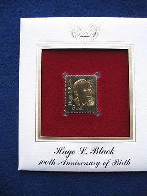 1986 Hugo Black 100th Anniversary of Birth Replica Gold Golden Cover Stamp - Image 1 of 3