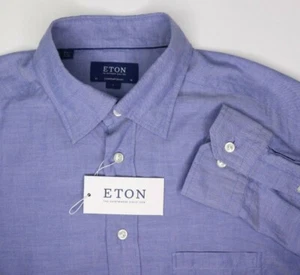 Nueva con etiquetas Camisa Grande Eton Contemporánea para Hombre Azul Chelsea con Botones - Imagen 1 de 9