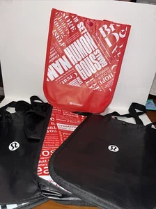 Lululemon Reusable Shopping Gift Bag Logo Small Tote Lot 4 Black Red - Picture 1 of 3