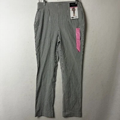 Rafaella pants Women's size 6  Easy Pull On Ankle Straight Leg gray white stripe - Image 1 of 4
