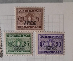 SOMALIA ITALIANA SEGNATASSE Regno 1934 5-25-50 cent nuovi linguellati, rari - Foto 1 di 1
