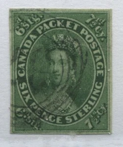 Canada 1857 7 1/2d green imperf with 4 nice even margins lightly used  - Picture 1 of 1