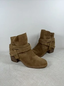 UGG Elora Women’s Suede Crisscross Strap Ankle boots booties sz 9 Brown Y2K - Picture 1 of 21