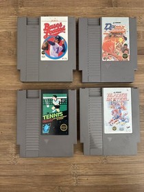 NES Sports Game Lot Bases Loaded, Double Dribble, Tennis, etc NINTENDO Vtg