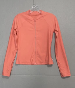 Seafolly Rash Guard,  Zipped Swim Top Girls Size 16 , Wmelon / Peach Long Sleeve - Picture 1 of 7