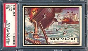 1962 Topps Civil War News #31: Terror of the Sea ~ PSA 9 oc - Picture 1 of 2