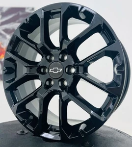 Black Chevy Silverado Tahoe Suburban Wheels 2024 2023 2022 2021 GMC Sierra Yukon - Picture 1 of 9