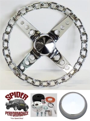 1967-1968 AMC Ambassador Marlin Rebel steering wheel 11" CHROME CHAIN - Image 1 of 4