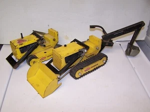 2 Vintage 1960s Tonka Trencher Backhoe Bulldozers TRACK LOADER - Picture 1 of 16