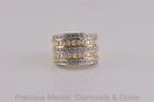 MEDA Gold Sterling Silver Cubic Zirconia Statement Stacked Band Ring 925 Sz: 7