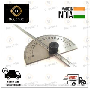 Stainless Steel Round Head Degree Protractor cum Depth Protractor 0-180 degrees - Picture 1 of 4