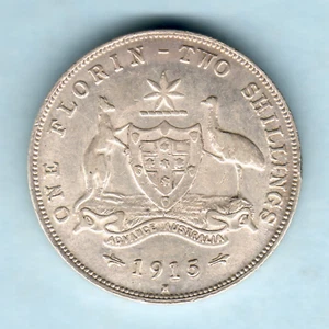 Australia. 1915-H Florin.. Full Centre Diamond.. VF - Part Lustre - Imagen 1 de 2