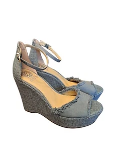 Vince Camuto Wedge Platform Sandals Womens Gray 11 Tatchen Ankle Strap Classic - Picture 1 of 10
