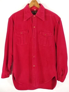 Vtg Eddie Bauer Flannel Chamois Shirt Men's 15 1/2? Red Long Sleeve Retro Grunge - Picture 1 of 12