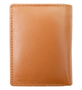 Tan RFID Blocking Premium Leather Center Flap Credit Card ID Holder - Picture 1 of 5