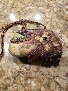 Authentic Mary Frances Beaded & Patchwork Yellow Purse 7.5" x 4.25" x 3.25" - Picture 1 of 10