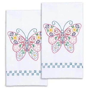 Kit de toallas de mano bordadas estampadas mariposa Jack Dempsey hágalo usted mismo - Imagen 1 de 2