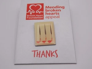 British Heart Foundation pin badge three paintbrushes - Picture 1 of 2