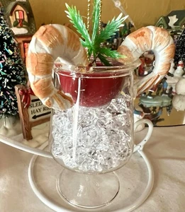 CHRISTMAS GLASS SHRIMP COCKTAIL ORNAMENT ICE PARSLEY SAUCE - Picture 1 of 9
