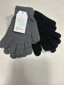 2 pairs womens time and tru black and grey knit gloves OSFM - Picture 1 of 4