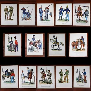 Set of 14 Vintage Fritz Kredel Illustrated military historic Color Wall Hangings - Picture 1 of 18