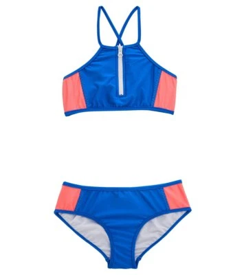 Conjunto de bikini Seafolly Summer Essentials ColorBlock para niñas talla 10 azul rosa Foto 1 de 3