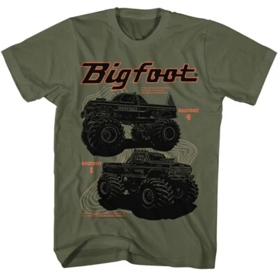 The Original Monster Truck T-Shirt BIGFOOT ONE & FOUR Multiple Vehicles Green - Image 1 of 3