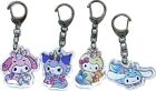 Sanrio Hello Kitty Keychain Bag Charm Set Of 4 Kuromi Melody Cinnamoroll Unicorn