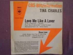 Tina Charles (70) Love Me Like A Lover / Disco Love 1976 PROMO CBS S 4237 German - Bild 1 von 4