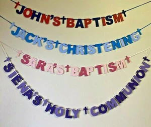 Personalised Alphabet Christening Baptism Holy Communion Decoration Banner AC14a - Picture 1 of 14
