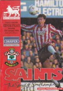 1992/93 SOUTHAMPTON V CRYSTAL PALACE 16-01-1993 PREMIER LEAGUE - Picture 1 of 1