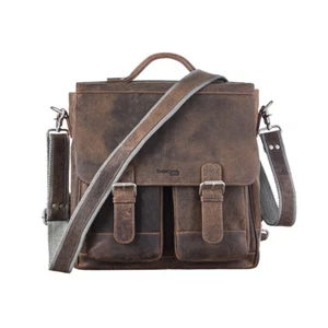 Greenland Stone Herren Leder Rucksack Tasche A4 Braun City Business 32 cm 2120 - Bild 1 von 9