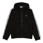 Lacoste Classic Fit Zipped Hoodie Brand Stripes Black