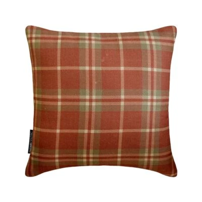 Red Winter Plaid Throw Pillow Cover Holiday Velvet - Plaidscape Terracotta - Image 1 of 4