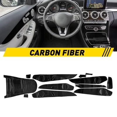 Cubierta de tablero de consola central de fibra de carbono para Mercedes-Benz Clase C GLC 2015-2018 Foto 1 de 4