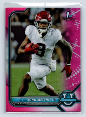 John Metchie III 2021-22 Bowman University #47 Chrome Pink Alabama 3-10 - Image 1 of 2