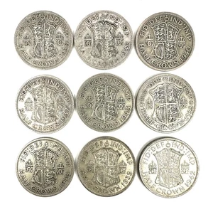 9 Pre 1947 Silver Half Crowns - PL3314 - Picture 1 of 2