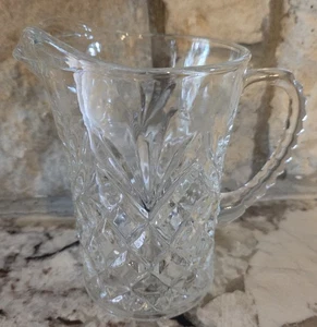 Vintage Anchor Hocking Clear Pressed Cut Glass Pineapple Small Pitcher Creamer - Picture 1 of 6
