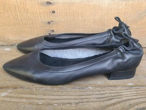 Zapatos de salón de ballet para mujer 7,5/7 1/2 AQUATALIA Pilara CUERO NEGRO tacón bloque ESPAÑA - Imagen 1 de 11