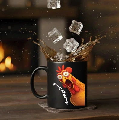 Funny Chicken Coffee Mug – Cartoon Shocked Hen Cup – Novelty Humor Gift - Image 1 of 3