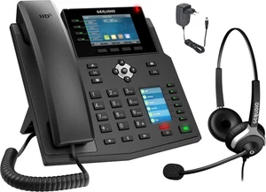 GEQUDIO IP Telefon GX5+ Set mit Netzteil & Kabel-Headset - Fritzbox, Telekom ... - Afbeelding 1 van 1